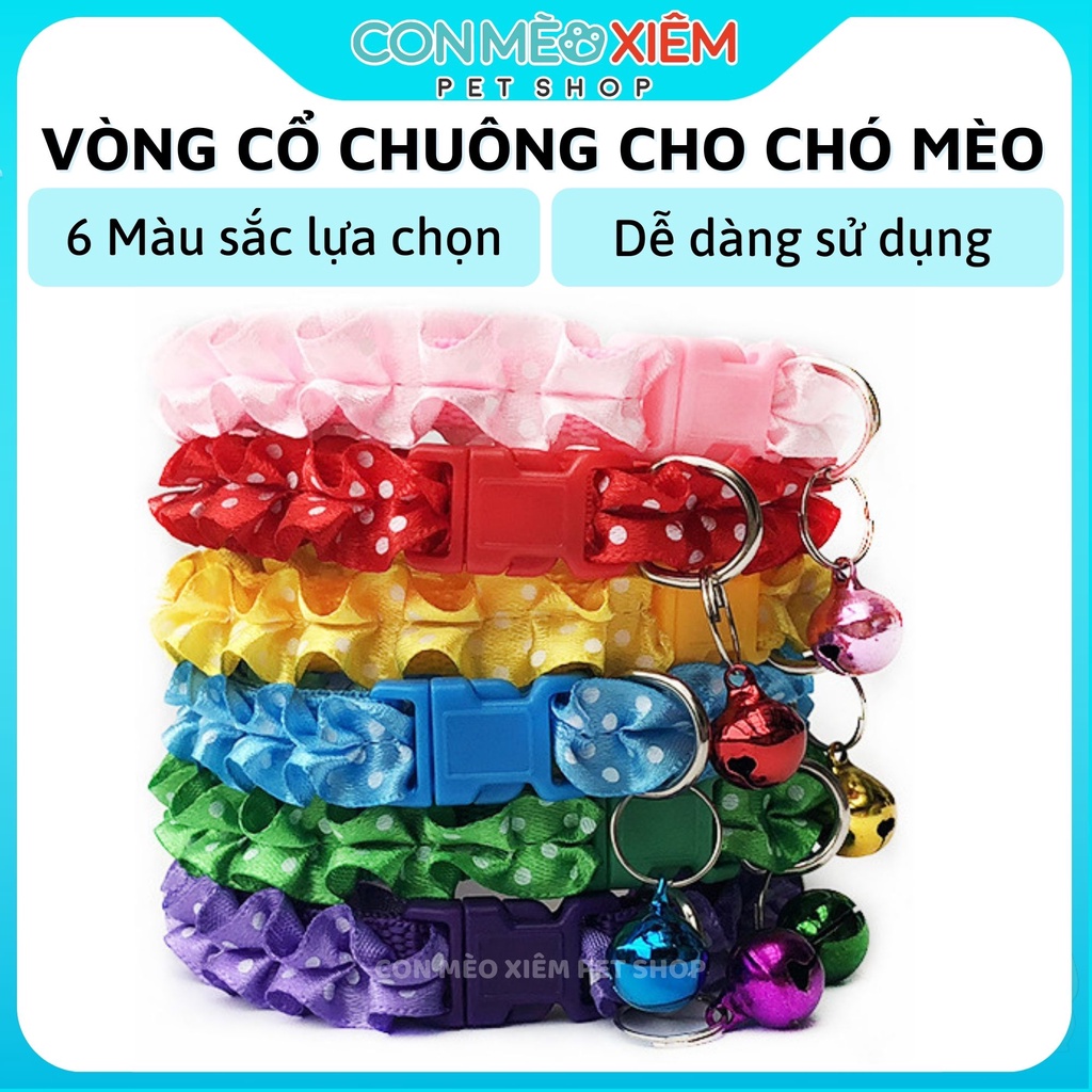 Vòng cổ thú cưng chó mèo xoắn 1cm, dây đeo cổ có chuông chó cún mèo con lớn nhỏ Con Mèo Xiêm