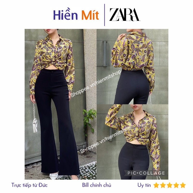 ZARA Đức - Áo sơ mi auth new tag cao cấp chính hãng có sẵn crop croptop dáng lửng cột hở ngang rốn