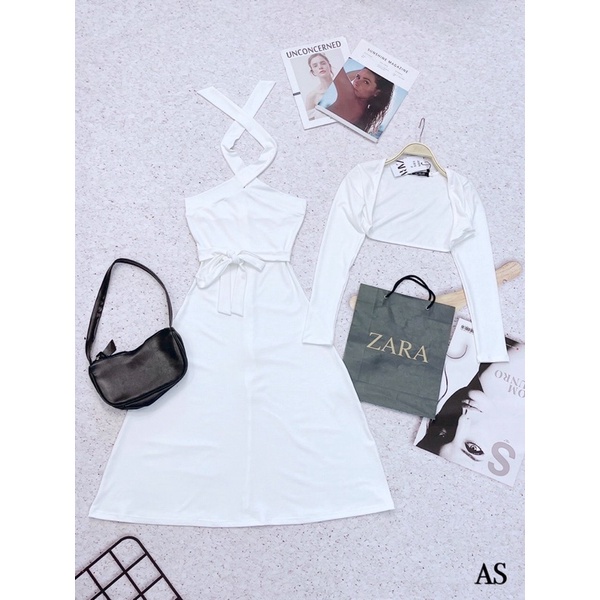 ⚡️Set váy yếm dài phối cadigan 3 màu Thời trang công sở CAMILLA