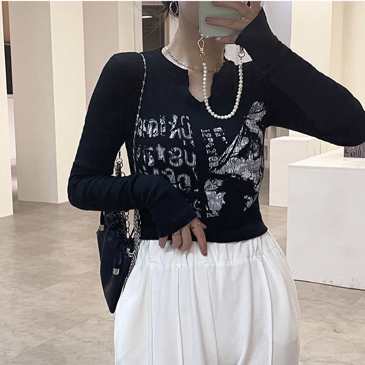 Áo thun COZOK tay dài cổ tròn in chữ