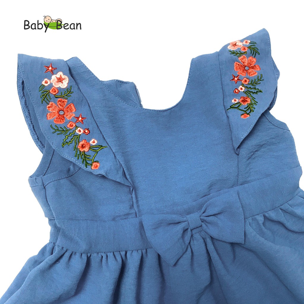 Đầm Đũi thêu Hoa Bèo Dọc bé gái BabyBean (XANH, HỒNG RUỐC)