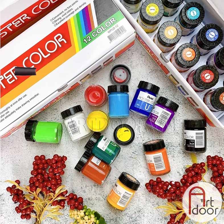 [ARTDOOR] Bộ màu vẽ Poster PENTEL Postercolor dạng Hũ (hộp giấy)