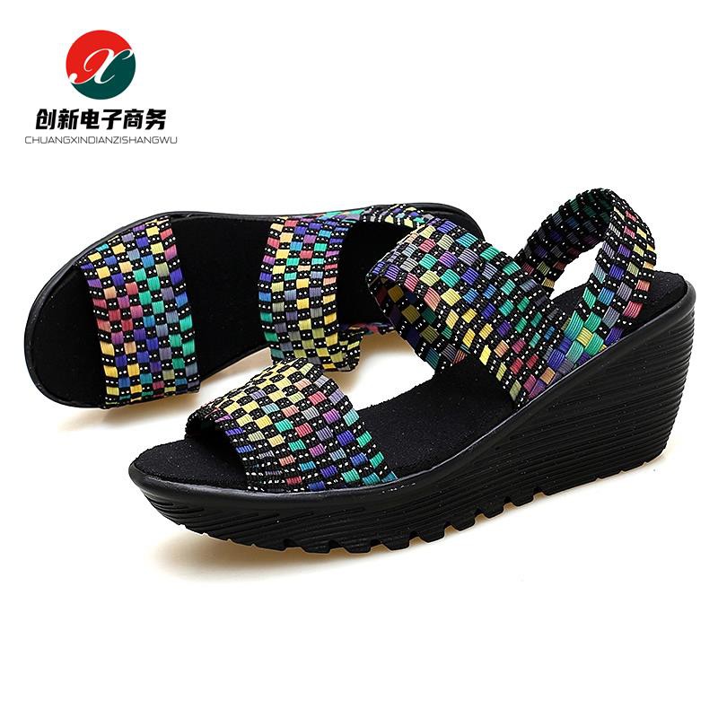 Plus Giày Sandal Đế Xuồng Thoáng Khí Phong Cách Hàn Quốc Thời Trang Mùa Hè Cho Nữ Skechers3839