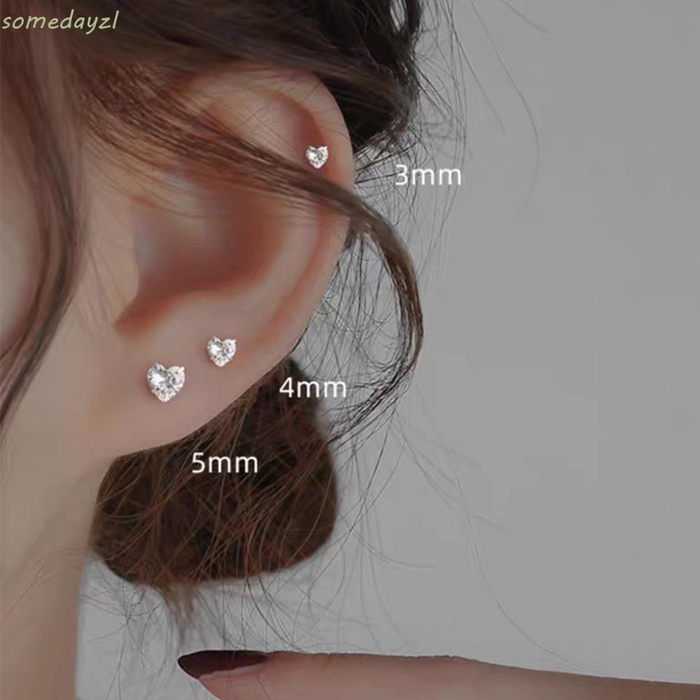 Khuyên Tai Trái Tim Đính Đá S999 Thời Trang Cho Nữ