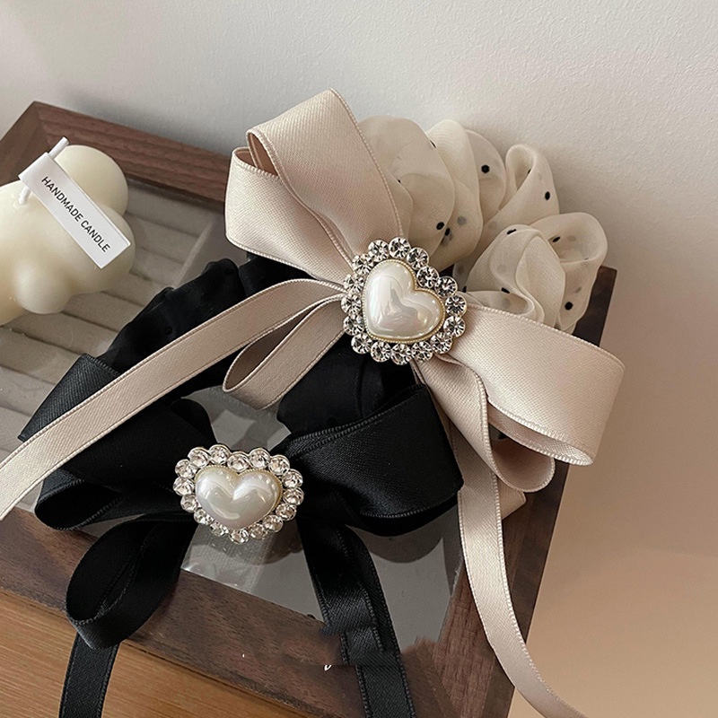Dây Buộc Tóc Ruy Băng Lưới Đính Hạt Ngọc Trai Hình Trái Tim Cỡ Lớn 2022 Thời Trang Cao Cấp Cho Nữ