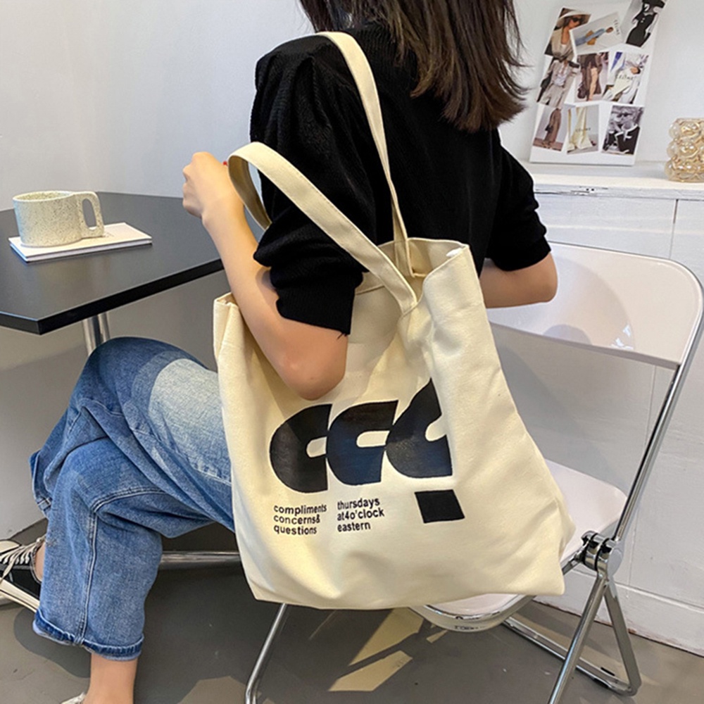 Túi tote đi chơi vải canvas đeo vai giá rẻ in hình có khóa kéo