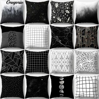 G Black and White Geometric Throw Pillow Case Square Cushion Cover Waist Rest