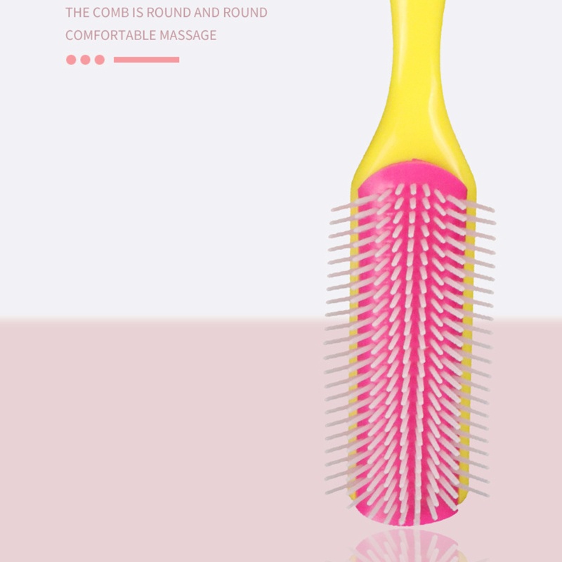 Lược Chải Tóc Gỡ Rối Massage Da Đầu 9 Hàng Tạo Kiểu Tóc Thẳng / Xoăn