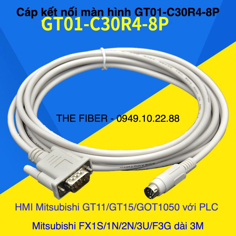 Cáp kết nối màn hình GT01-C30R4-8P HMI Mitsubishi GT11/GT15/GOT1050 với PLC Mitsubishi FX1S/1N/2N/3U/F3G dài 3M