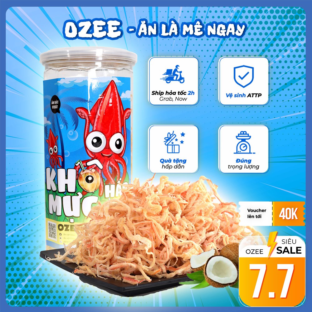 Mực sợi hấp nước dừa Ozee hộp 300g, Ăn vặt Hà Nội - Ăn là mê ngay