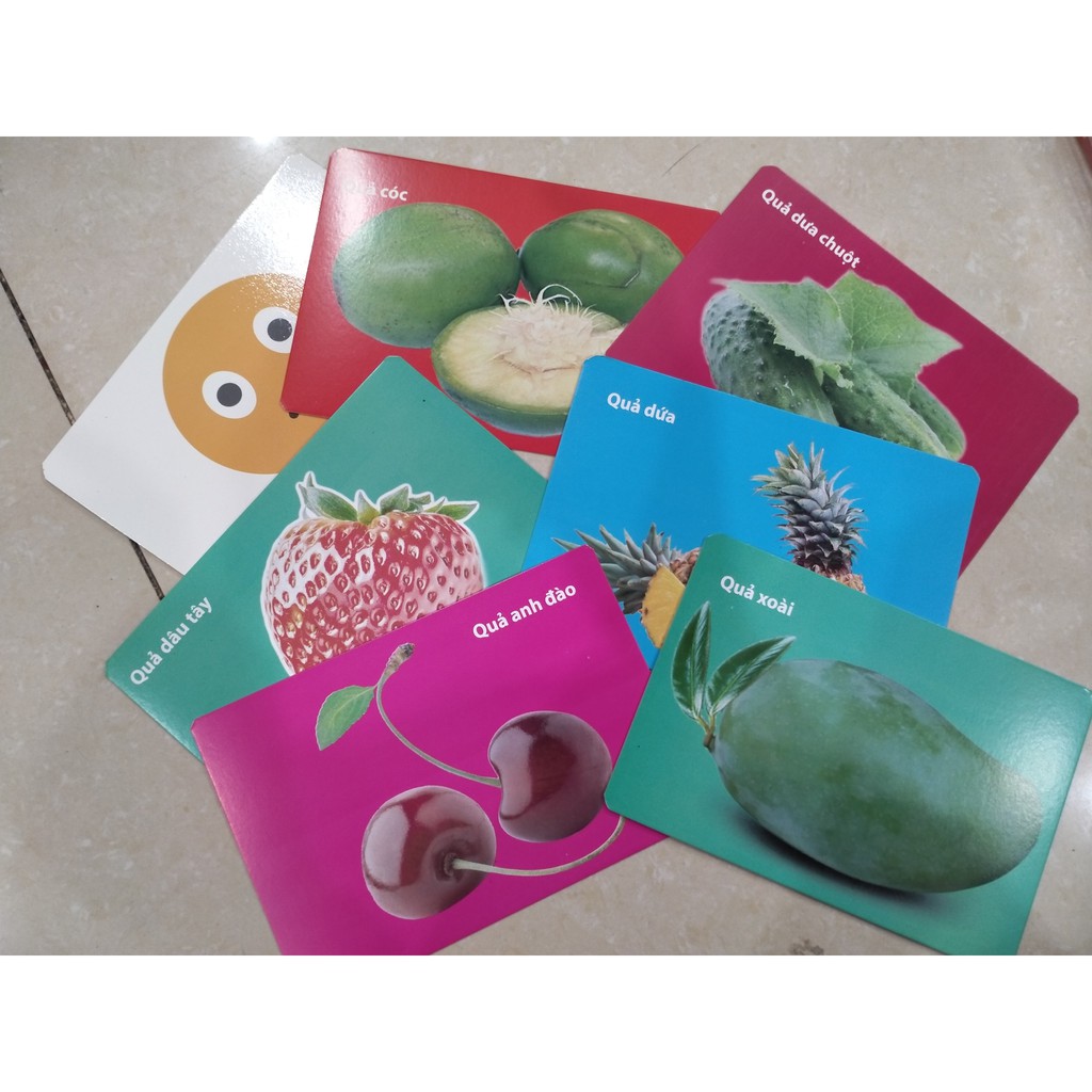 Thẻ flash card thông minh bé nhận biết thế giới rau, củ, quả