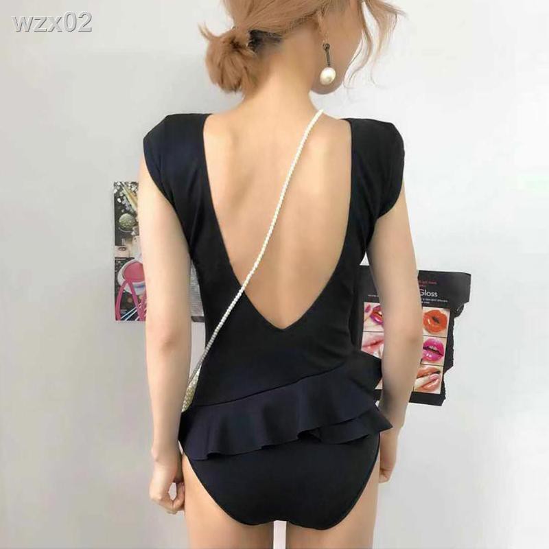 áo tắm sóng Hàn Quốc INS màu đen V hở lưng sexy che bụng tam giác một mảnh nữ mùa xuân nước nóng đi nghỉ trên b | BigBuy360 - bigbuy360.vn