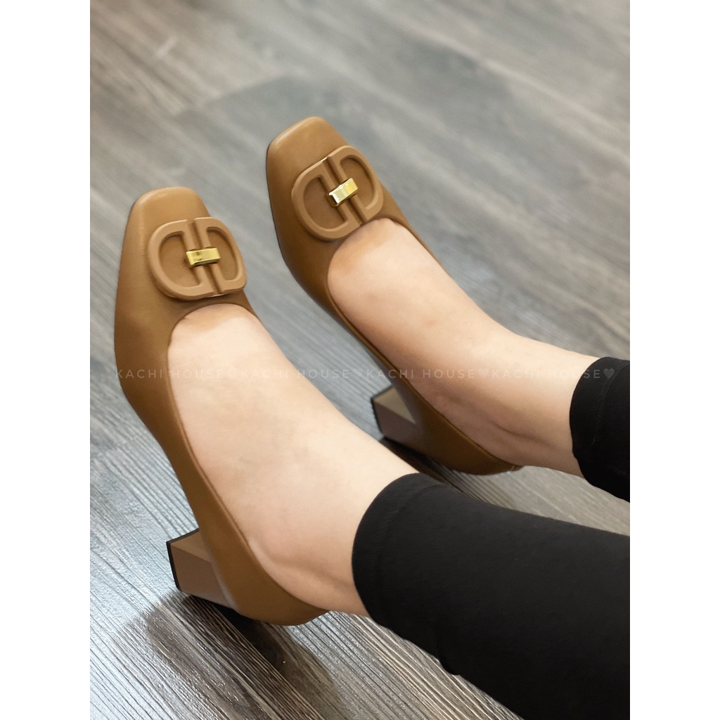 Giày gót vuông khóa DD 6008-2- Kachi House (FORM TO)