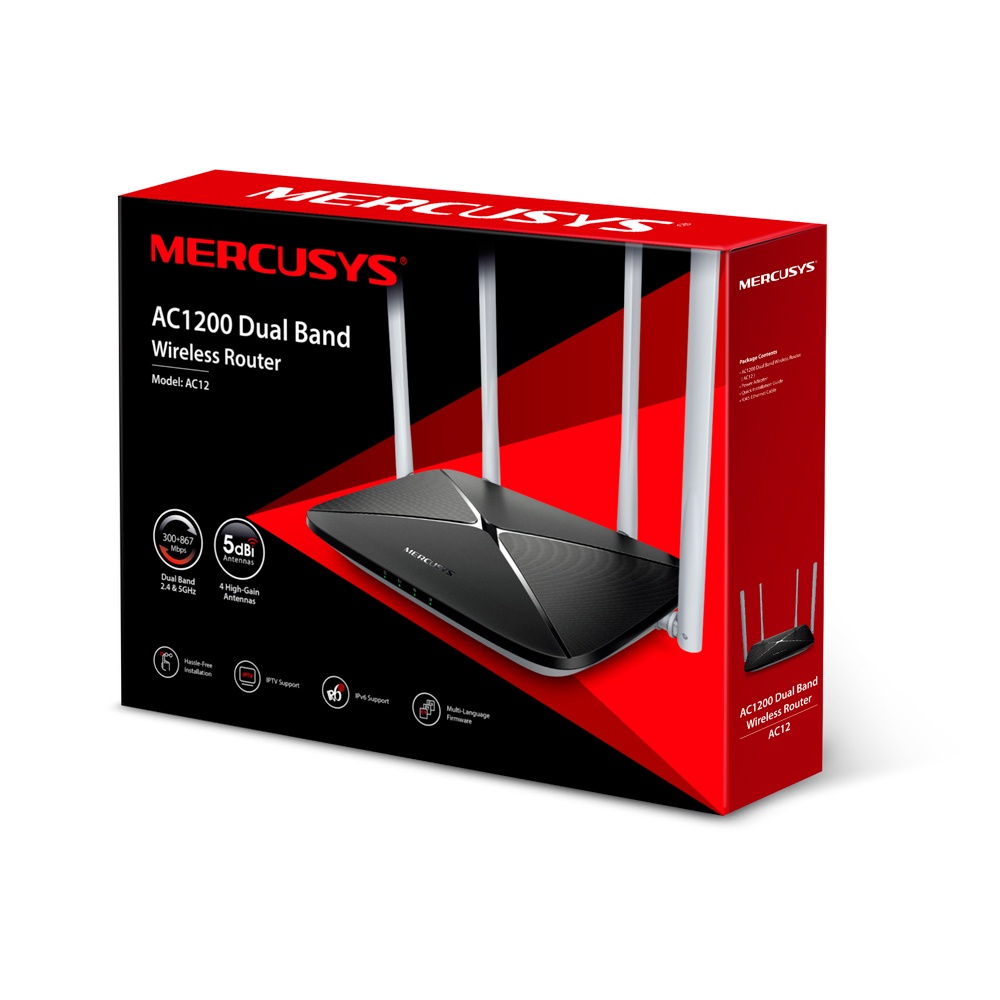 Cục phát wifi Mercusys AC12,Router wifi băng tần kép có chức năng repeater kích wifi không dây