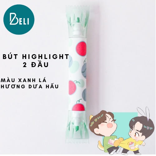 Bút highlight pastel 2 đầu BELI, bút đánh dấu hương trái cây