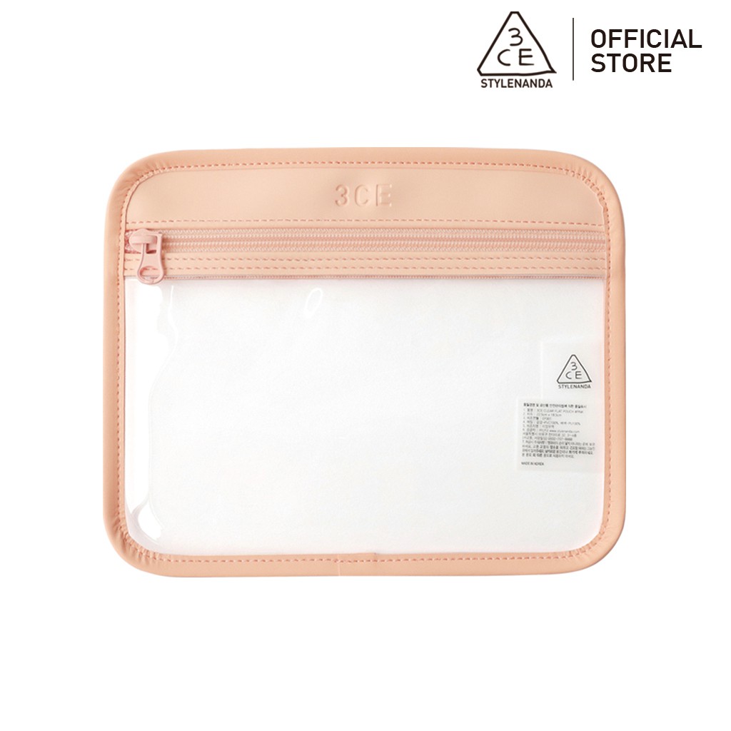 Túi 3CE Đựng Mỹ phẩm Dạng Phẳng Màu Trong Suốt Tiện Dụng 3CE CLEAR TRIANGLE POUCH 22.5 x 18.5 cm | Official Store Acc Make up Cosmetic