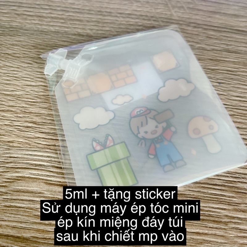 Túi nhựa chiết mỹ phẩm mini size du lịch - dùng máy duỗi kẹp hàn đáy túi