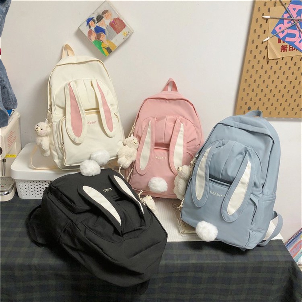 Thỏ Bé Gái Ba Lô Đi Học Nữ Công Suất Lớn Kawaii Lưng Mochila Hồng Nữ Bagpack Nylon Hoạt Hình Schoolbag