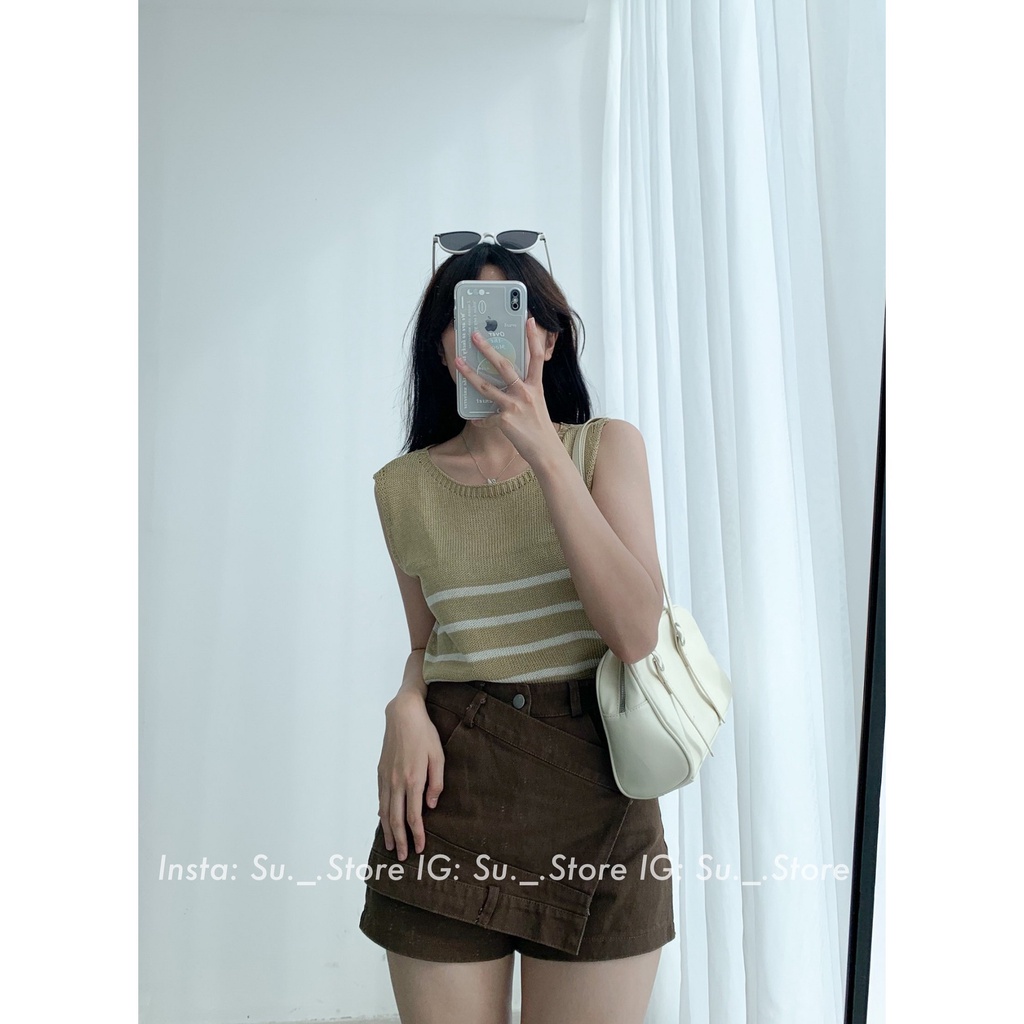 Áo len sát vai kẻ tag Nancy A2360 SUSTORE