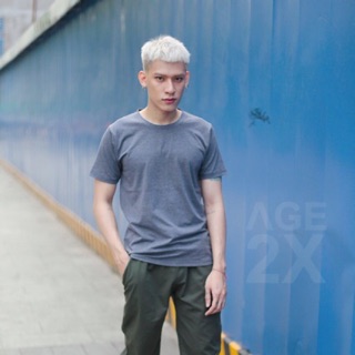Áo thun nam trơn age2x - xanh đen đốm