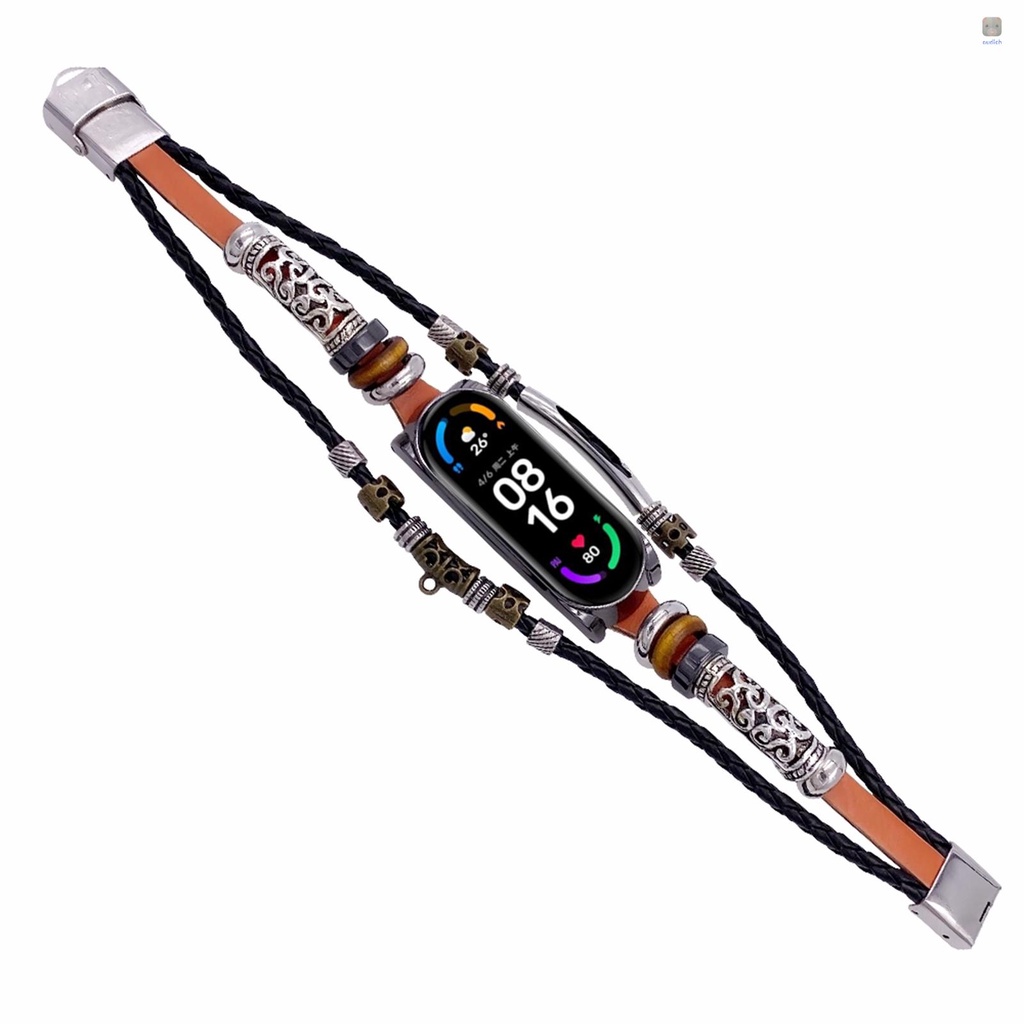 XIAOMI Dây Đeo Tay Thay Thế Chất Liệu Da Phong Cách Retro Cho Mi Band 6/6 NFC