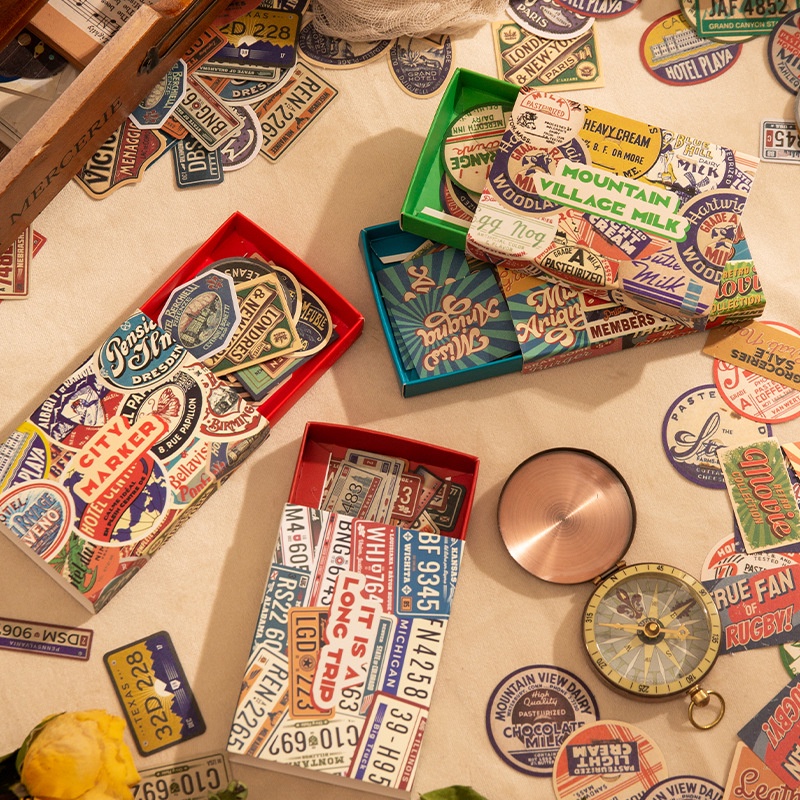 Hộp 60 Miếng Dán Phong Cách Ins Cổ Điển Sáng Tạo Đa Ứng Dụng