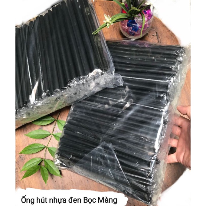 Ống hút nhựa TRẮNG/ ĐEN bọc màng nilong | ống hút phi 6, 8, 12