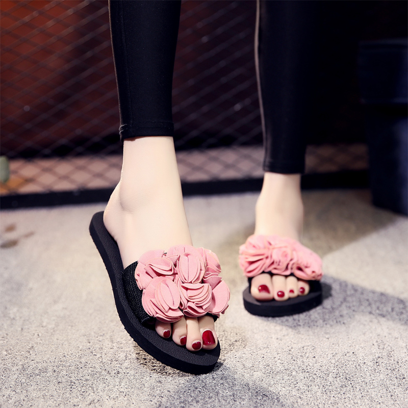 2020 Women Slippers Bow Shoes Summer Bohemia Floral Sandals