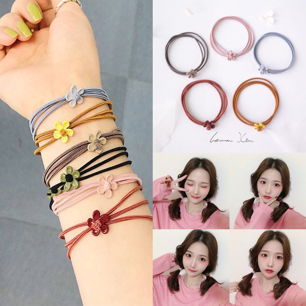 Dây Buộc Tóc Co Dãn Trang Trí Hoa Xinh Xắn Cho Nữ B507