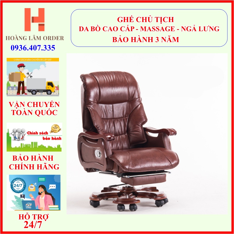 Ghế chủ tịch có massage Ghế giám đốc Ghế văn phòng - Hàng đẹp, chất lượng , da cao cấp -T287