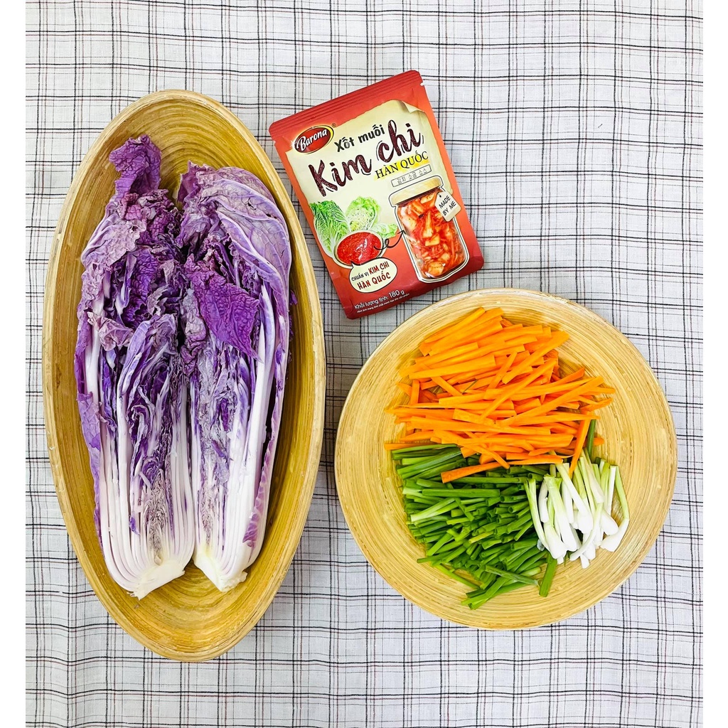 Xốt Muối Kim Chi Hàn Quốc Barona 180g, Combo 3 gói Tặng 1 Hũ Thủy Tinh Cao Cấp
