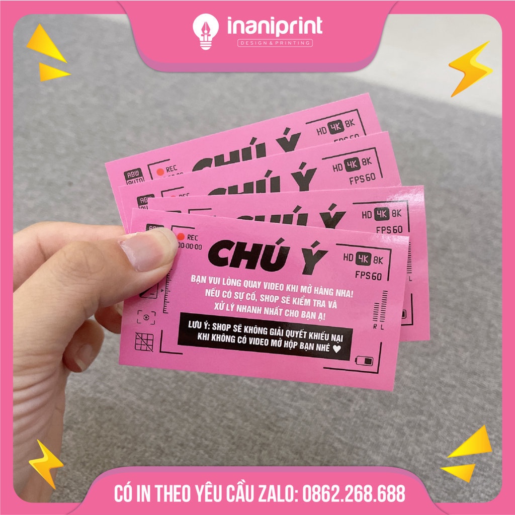 Tem dán quay clip trước khi mở hàng - Kích thước 9x5 - Có keo mặt sau