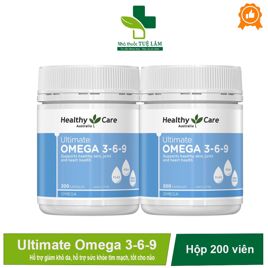 Viên uống Ultimate Omega 3-6-9 Healthy Care hộp 200 viên giúp bổ sung axit béo Omega 3-6-9 cho cơ th