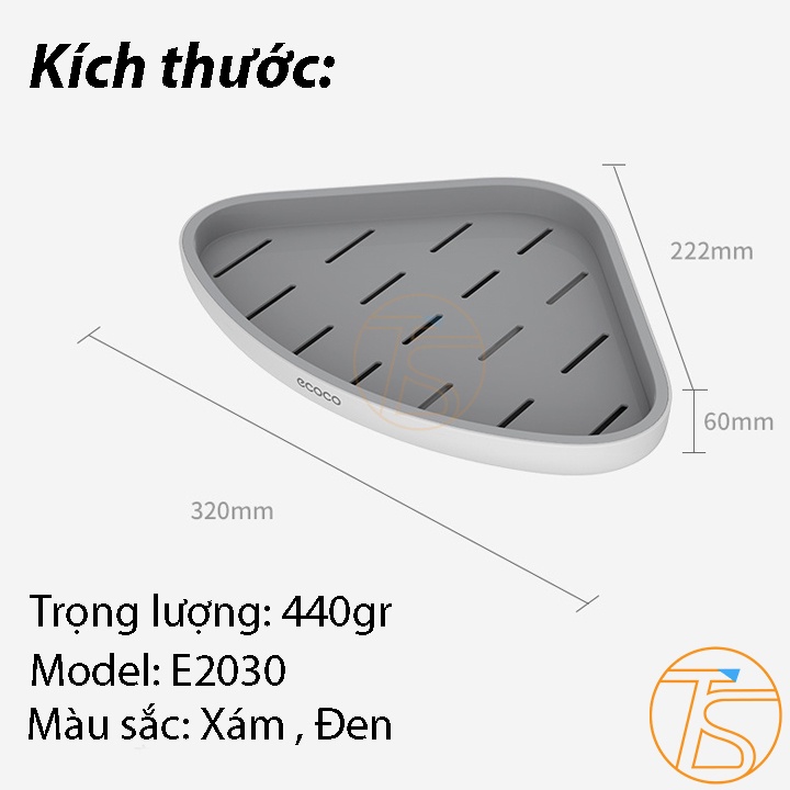 Kệ Góc Phòng Dán Tường Ecoco E2030 Để Đồ Trong Nhà Tắm, Nhà Bếp Chống Nước Chịu Lực