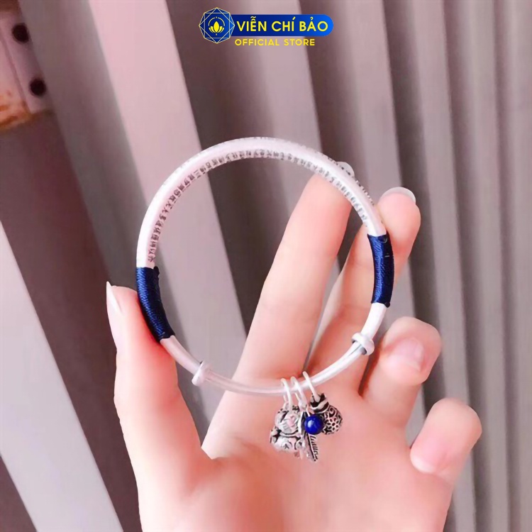 Kiềng tay bạc nữ khắc Bát Nhã Tâm Kinh charm bạc Thái 925 thời trang phụ kiện trang sức nữ Viễn Chí Bảo L000158