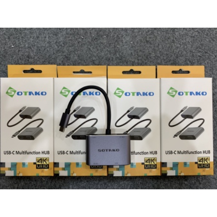 Cáp chuyển đổi Type C 4 in 1 - VGA, HDMI, USB và Type C SOTAKO chính hãng.