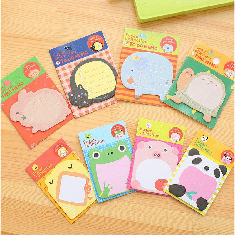 Giấy note nhớ ghi chú cute trơn dán hình động vật dễ thương vintage nhiều màu cho bé học sinh