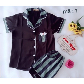 Đồ bộ pijama SATIN THÁI cao cấp - quần đùi có túi - ảnh thật