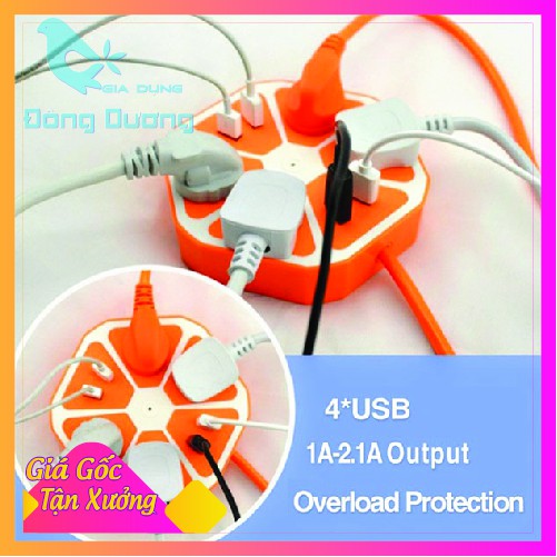 Ổ cắm điện đa năng có cổng USB quả cam