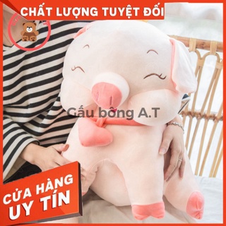 Gấu Bông Lợn ngồi, Heo đội vương miện đeo chuông hình tim thú nhồi bông gối ôm hình lợn cực xinh size 80cm