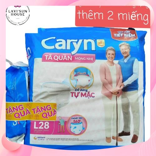 Tã quần caryn mỏng nhẹ L28 tặng thêm 2 miếng, tã caryn gói lớn siêu tiết kiệm dễ mặc chống tràn dành cho người lớn