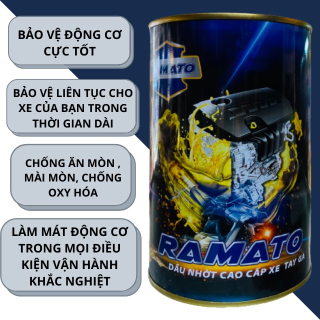 Dầu Nhớt Cao Cấp Ramato Dành Cho Xe Số ,Tay Ga ,Moto 2 Bánh Xe Gắn Máy  800ml - 1 Lít