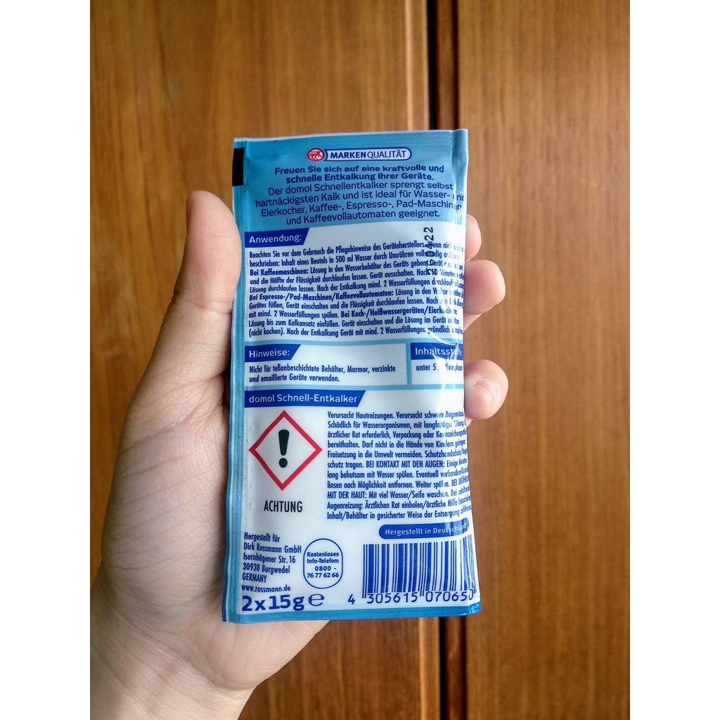 Bột vệ sinh ấm đun nước điện Domol Schnell-Entkalker hàng nội địa Đức, chống vôi hóa, bám cặn vôi
