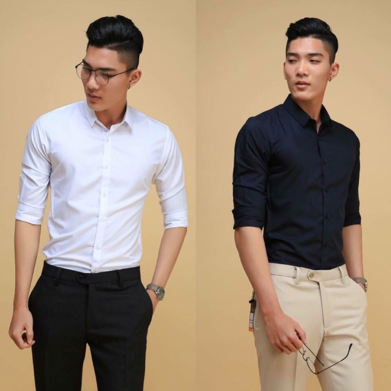 Áo Sơ Mi nam Đen và Trắng F8888 loại đẹp