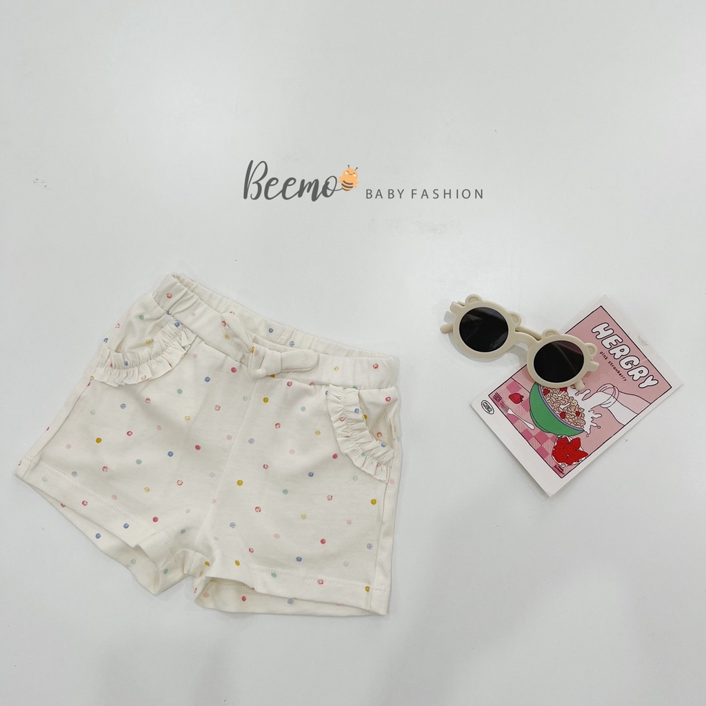 Quần cho bé gái Beemo, chất liệu cotton mềm mịn, thiết kế túi bèo nơ điệu đà B111