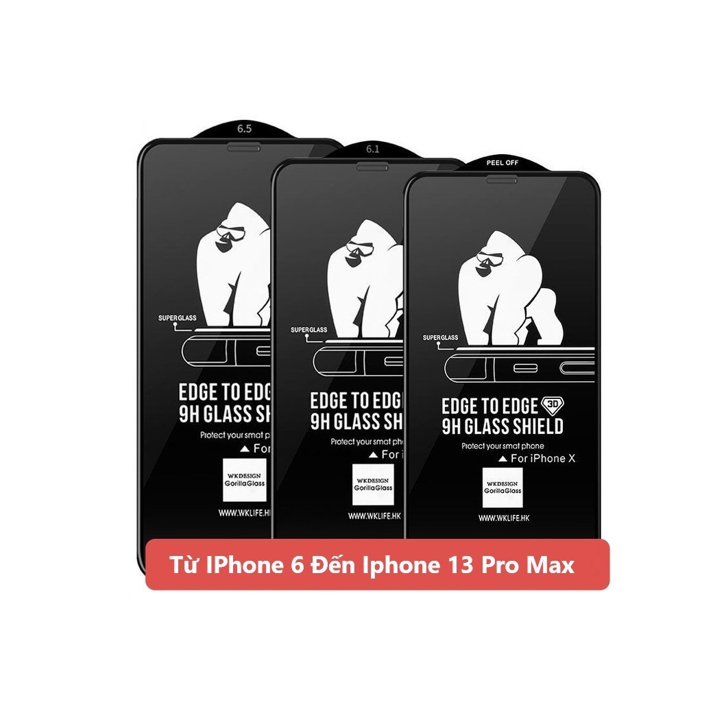 Kính Cường Lực KINGKONG Chính Hãng Full màn hình, hạn chế bám vân tay - dành cho IP 6 đến IP 13 Pro max - TuHaiStore