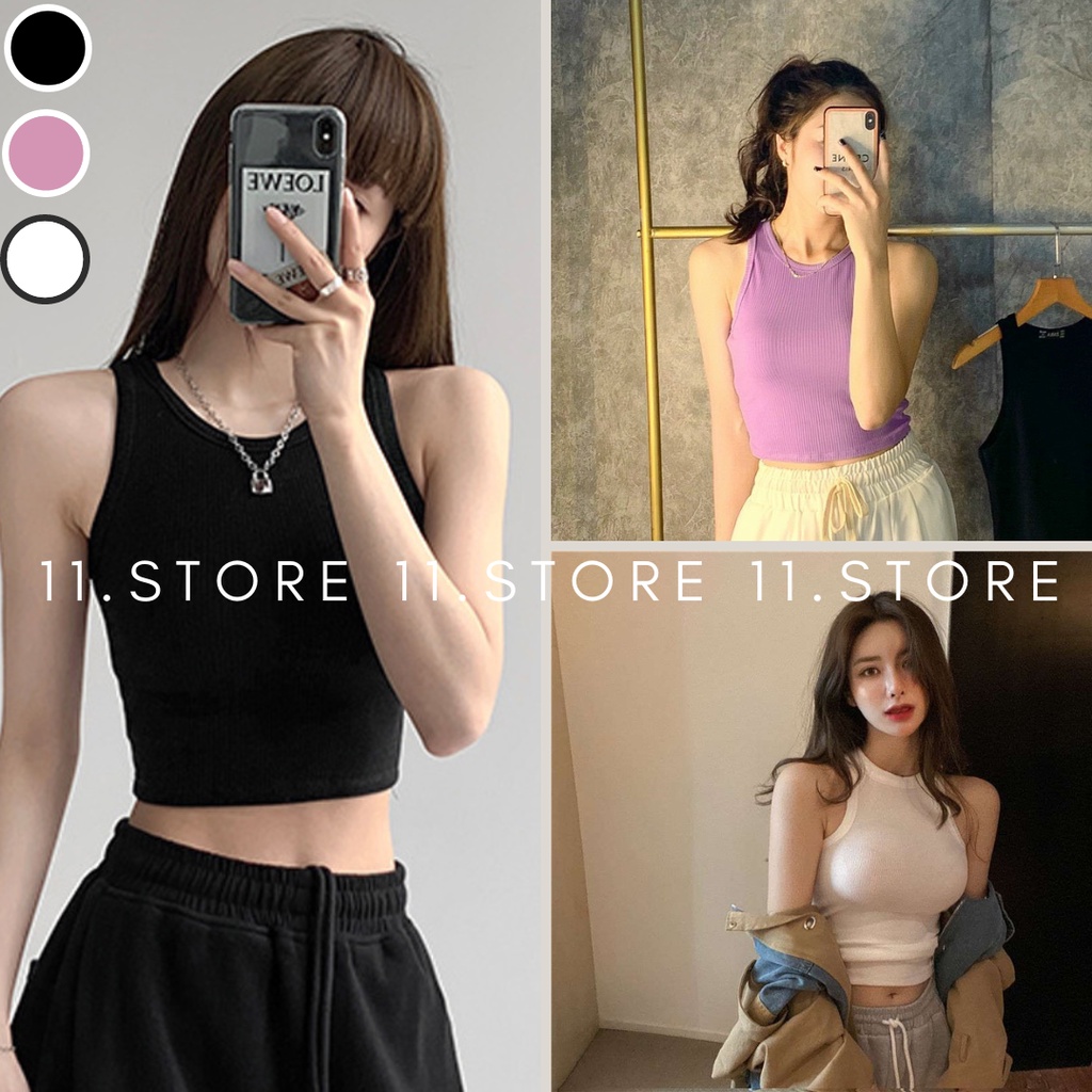 Áo croptop ba lỗ thun tăm, áo thun trơn sát nách kiểu ôm body 3 màu
