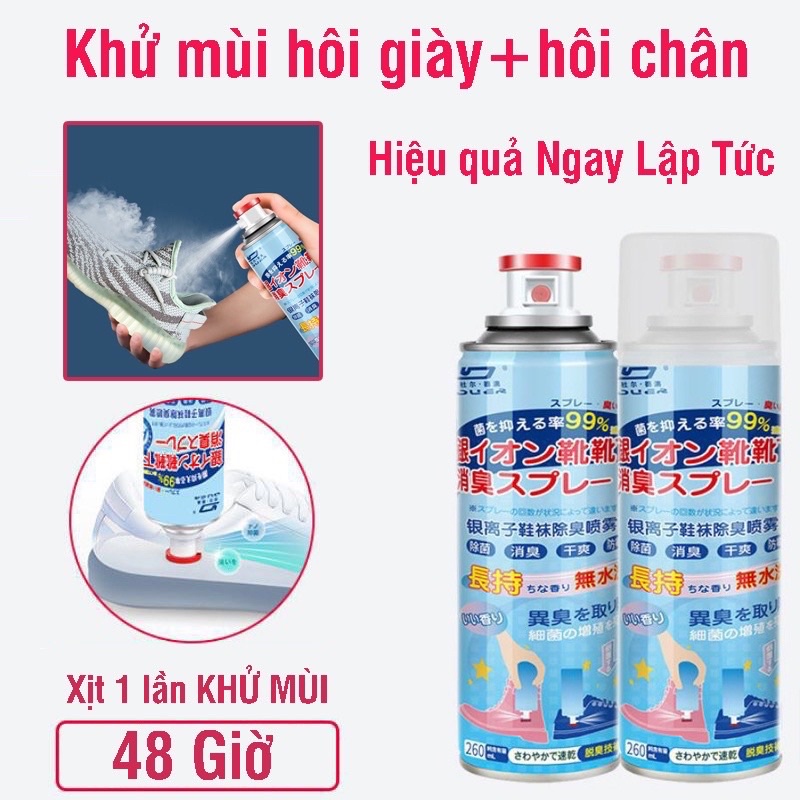 Chai Xịt Khử Mùi Hôi Giày và Tất, Công Nghệ Nano Bạc Khử mùi diệt vi khuẩn hiệu quả