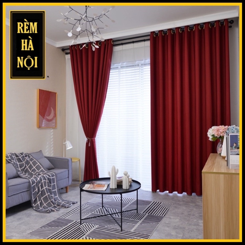 Rèm Cửa màu đỏ, chất thô dày dệt 5 lớp