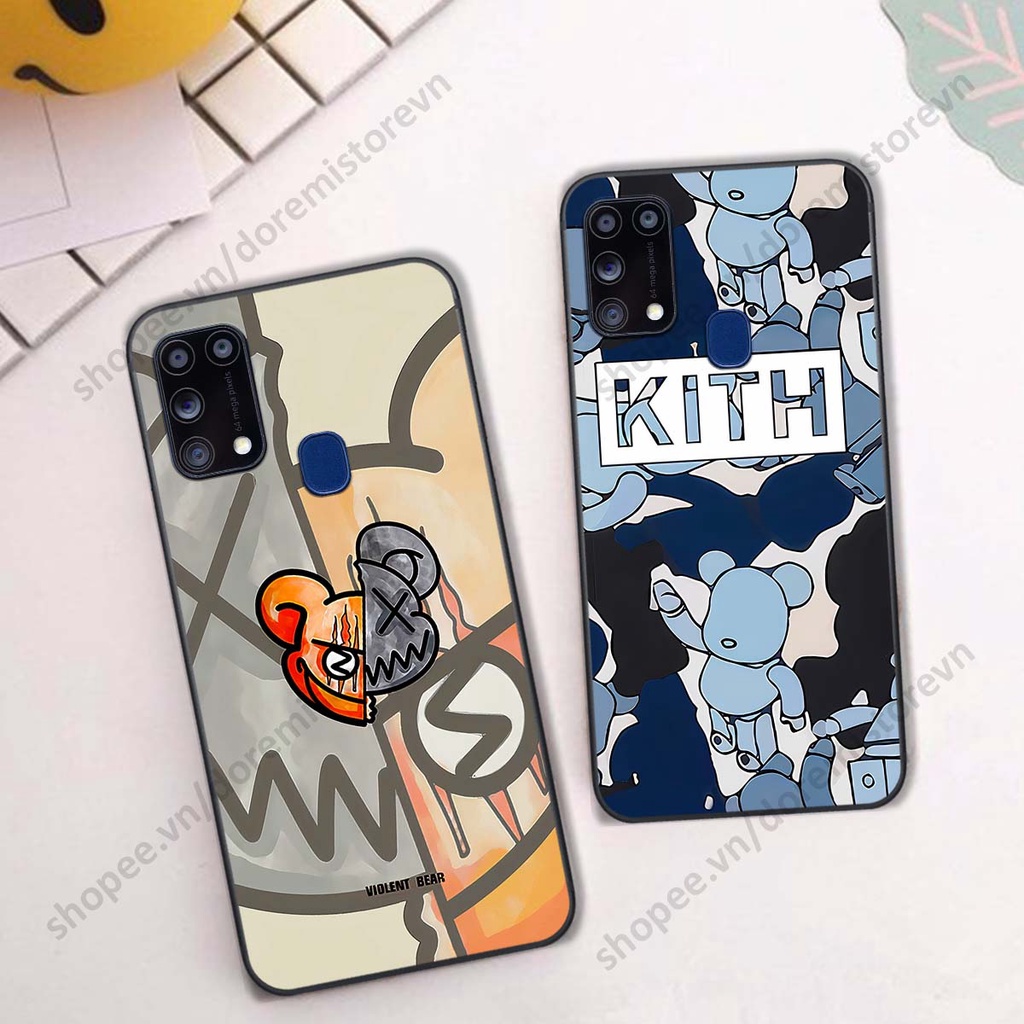 Ốp lưng Samsung M31 hình kaws, kith, bear brick nổi 3D phong cách độc đáo